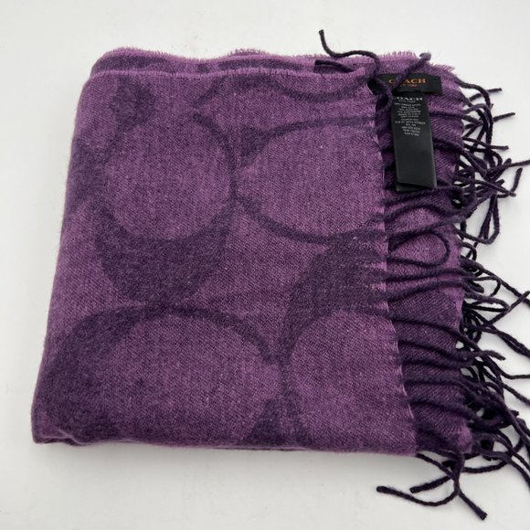 Coach Wool Silk Angora Cashmere Blend Logo Scarf - Picture 3 of 7